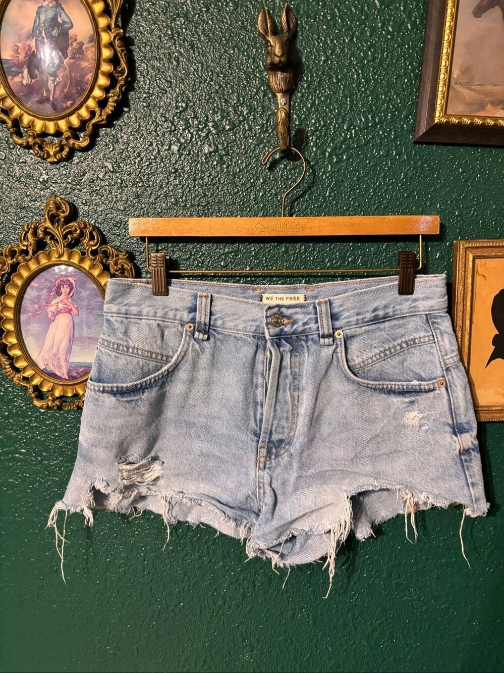 Free People We The Free Light Wash Jean Shorts Womens 27